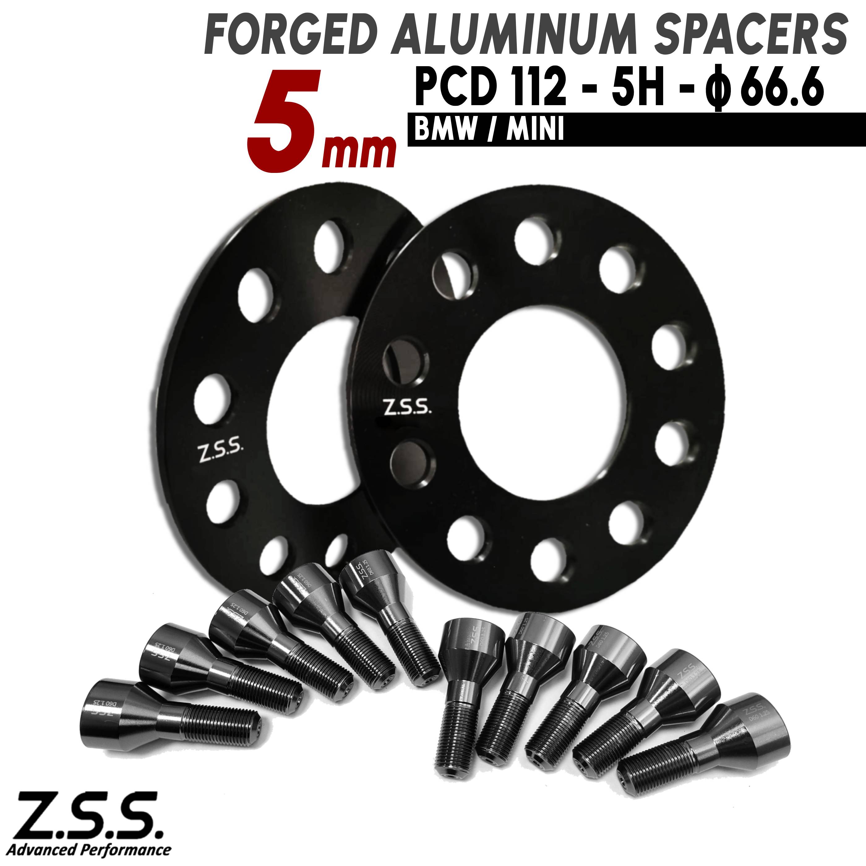 Z.S.S. AP 【チタン風ボルト付き】 MINI ミニ クーパー F65 F66 F55 F54 F60 F57 スペーサー 厚み5mm PCD112 5穴 ハブ径66.6φ BMW ZSS
