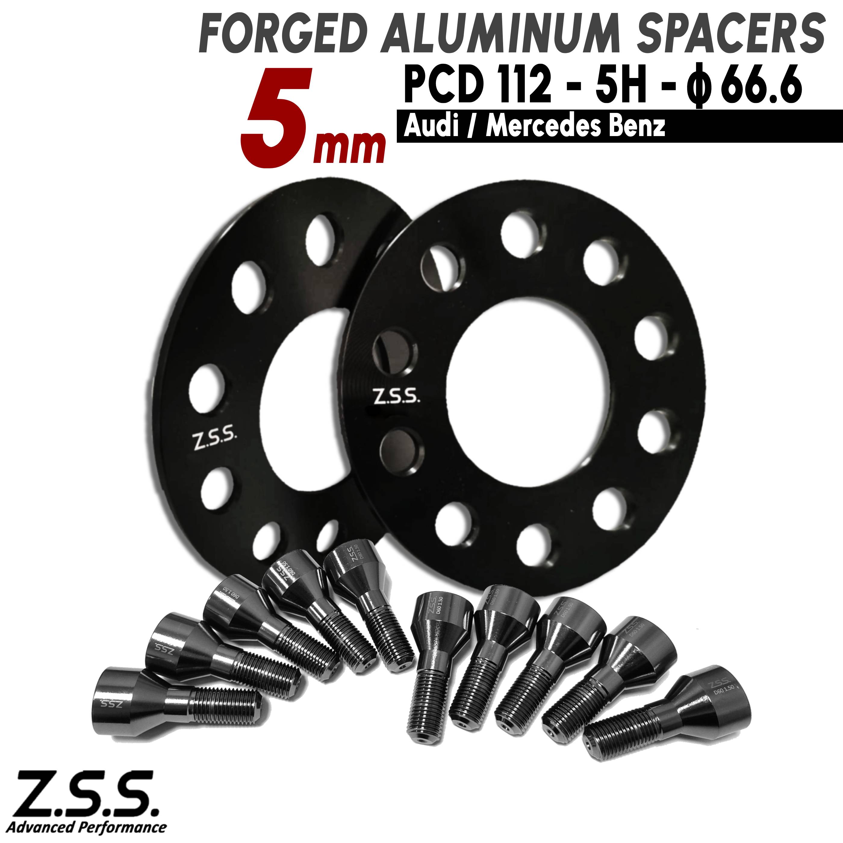 Z.S.S. AP 【チタン風ボルト付き】 アウディ AUDI 社外ホイール用 A4 B9 アバント Avante 3CA-8WDEZ スペーサー 5mm PCD112 66.6φ