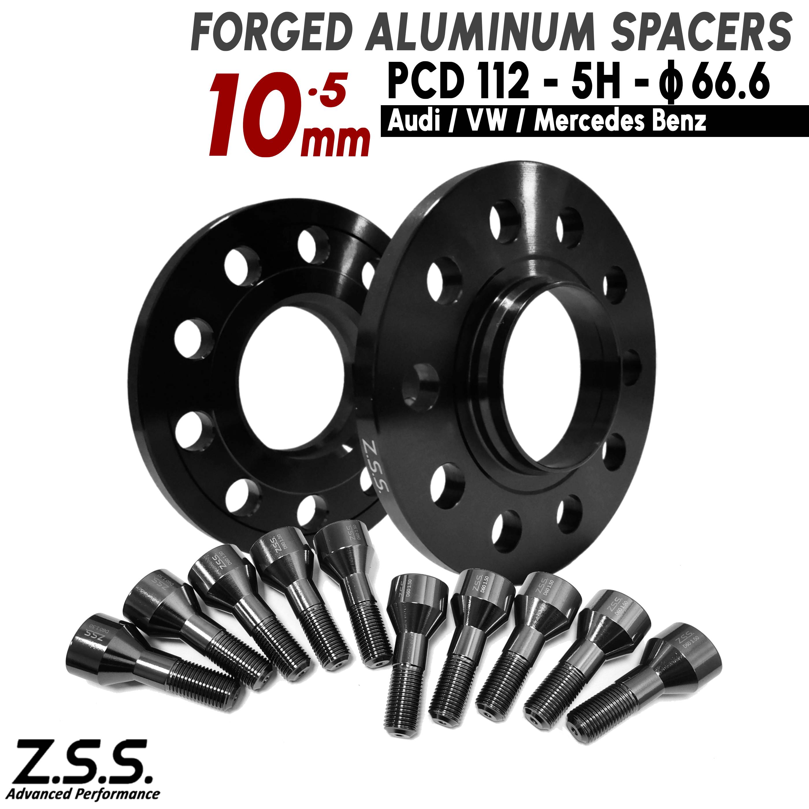 Z.S.S. AP 【チタン風ボルト付き】 メルセデスベンツ 社外ホイール用 GLA X156 H247 GLE クーペ Coupe スペーサー 10mm PCD112 66.6φ