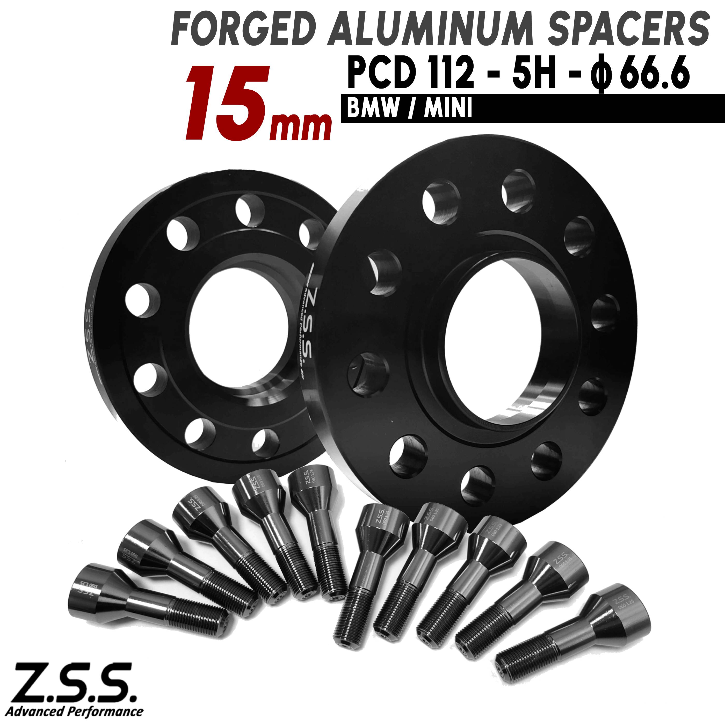 Z.S.S. AP 【チタン風ボルト付き】 MINI ミニ クーパー F65 F66 F55 F54 F60 F57 スペーサー 厚み15mm PCD112 5穴 ハブ径66.6φ BMW ZSS