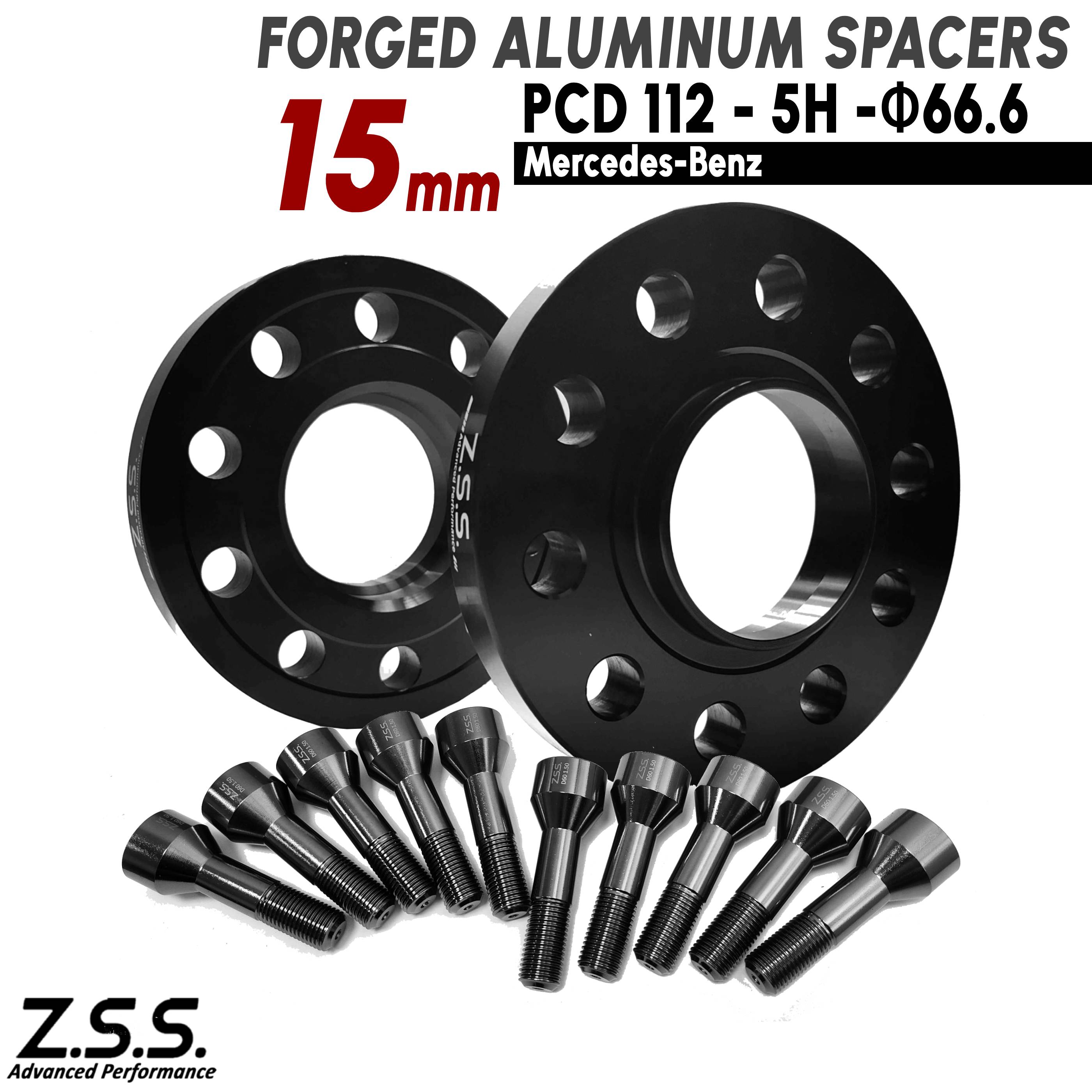 Z.S.S. AP 【チタン風ボルト付き】 メルセデスベンツ 社外ホイール用 Eクラス Sクラス W213 W223 S63 AMG スペーサー 15mm PCD112 66.6φ