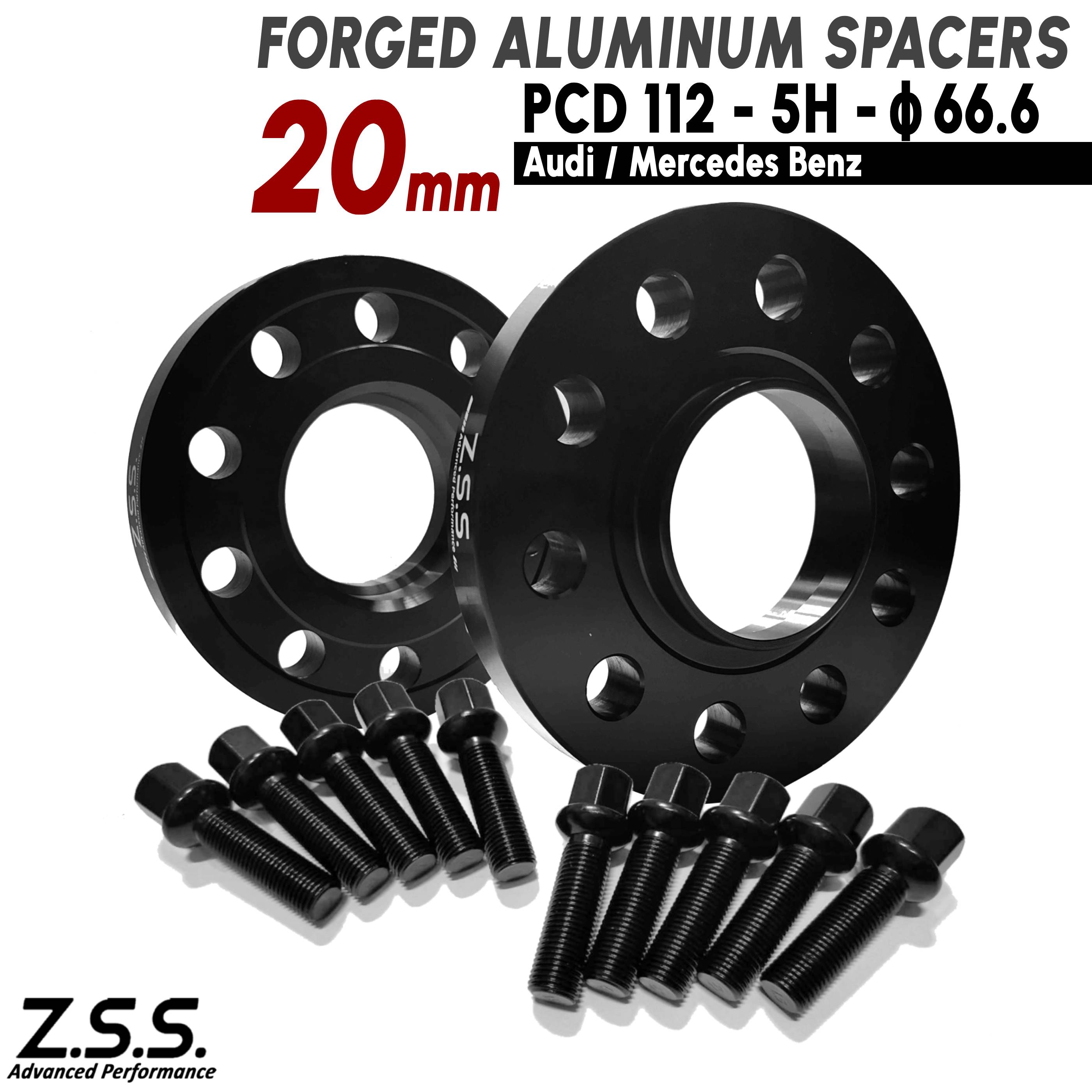 Z.S.S. AP 20mm PCD112 5穴 5x112 ハブ径 66.6φ ワイドトレッドスペーサー スペーサー アウディ ベンツ Audi Benz 純正ホイール M14xP1.50 R14 ボルト付 ZSS