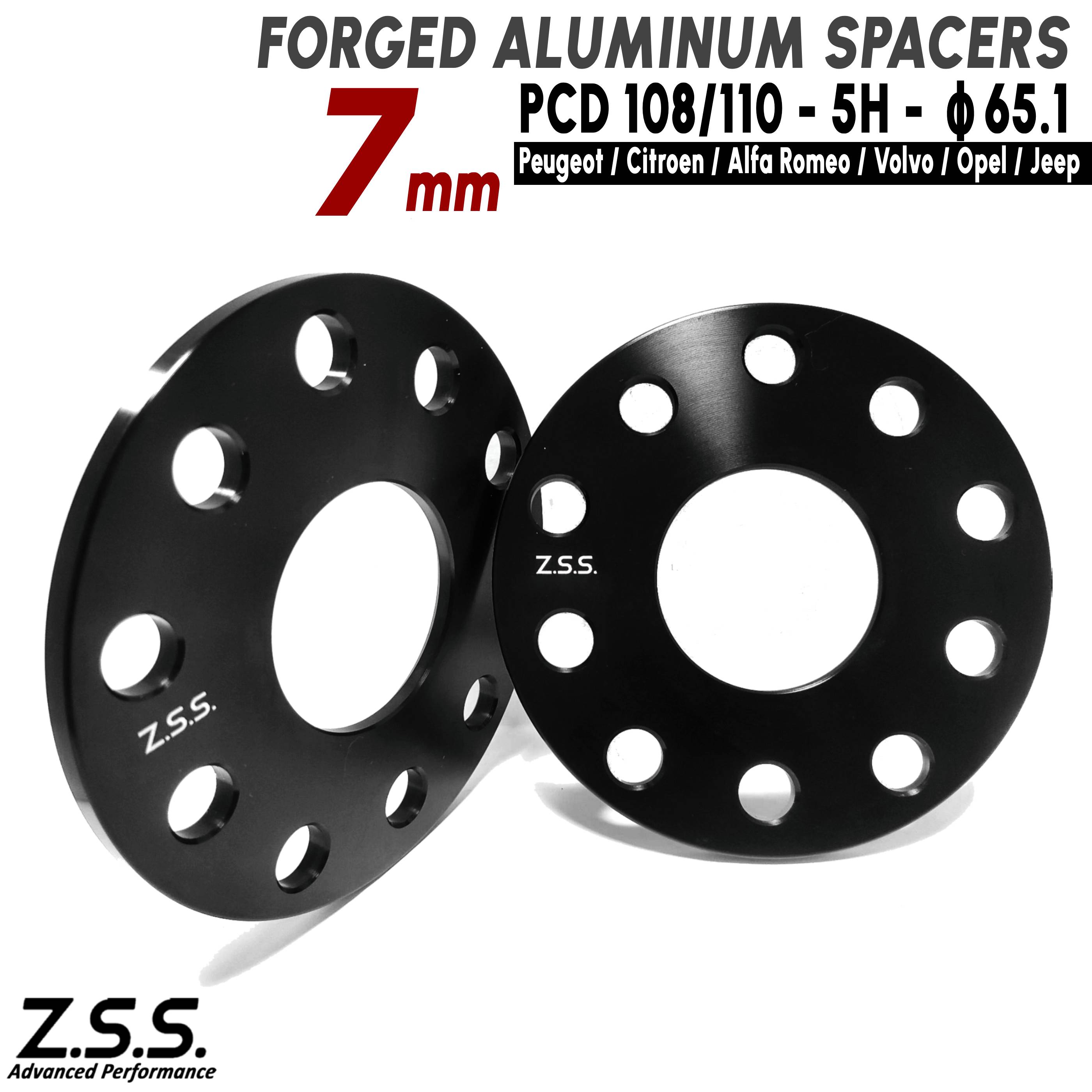 Z.S.S. AP ジープ JEEP Renegade Cherokee Compass 厚み7mm スペーサー PCD108 PCD110 5x108 5x110 5穴 ハブ径 65.1φ