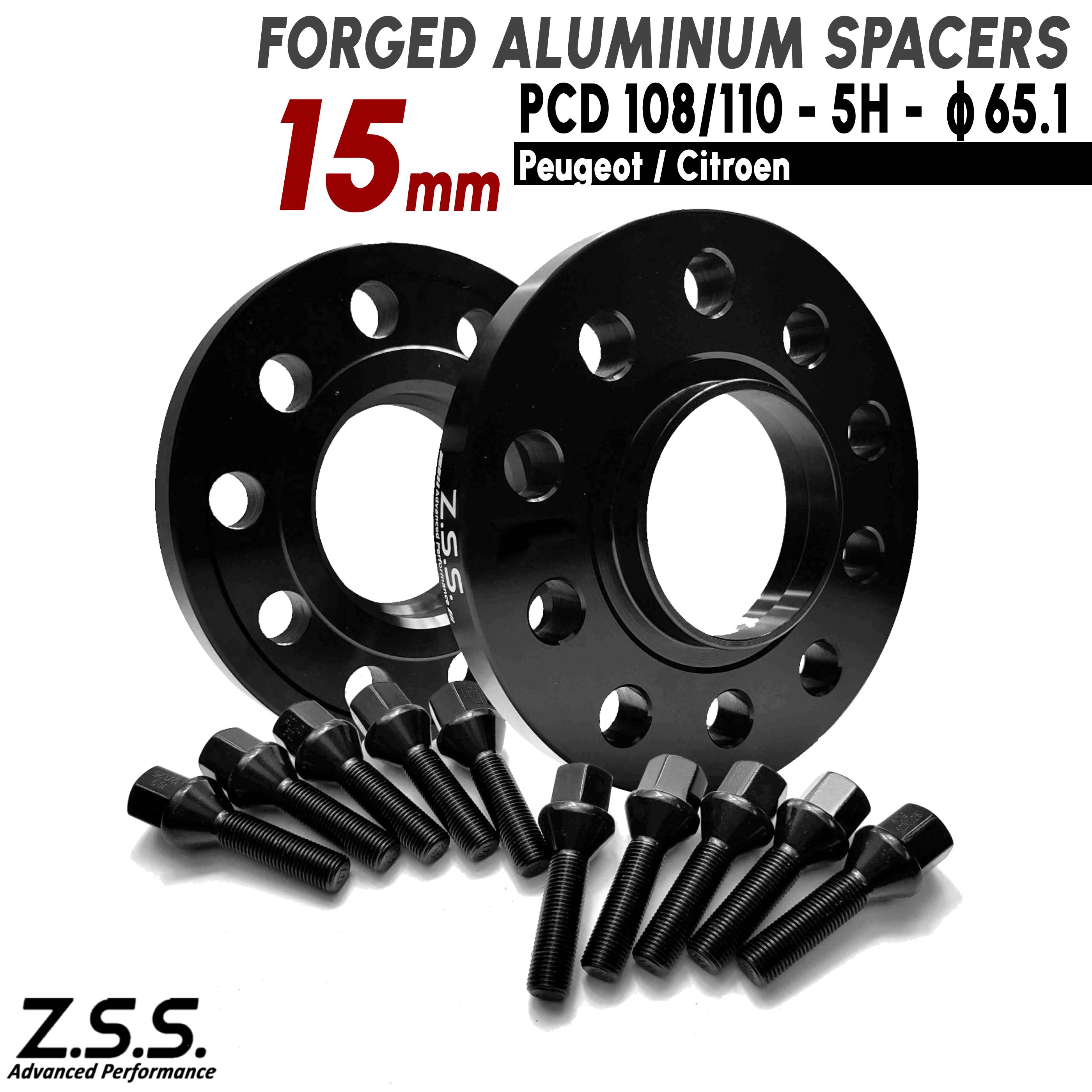 Z.S.S. AP Peugeot Citroen Jeep Renegade 15mm PCD108 PCD110 5穴 5H 5x108 5x110 ハブ径 65.1φ M12xP1.25 ボルト付き スペーサー