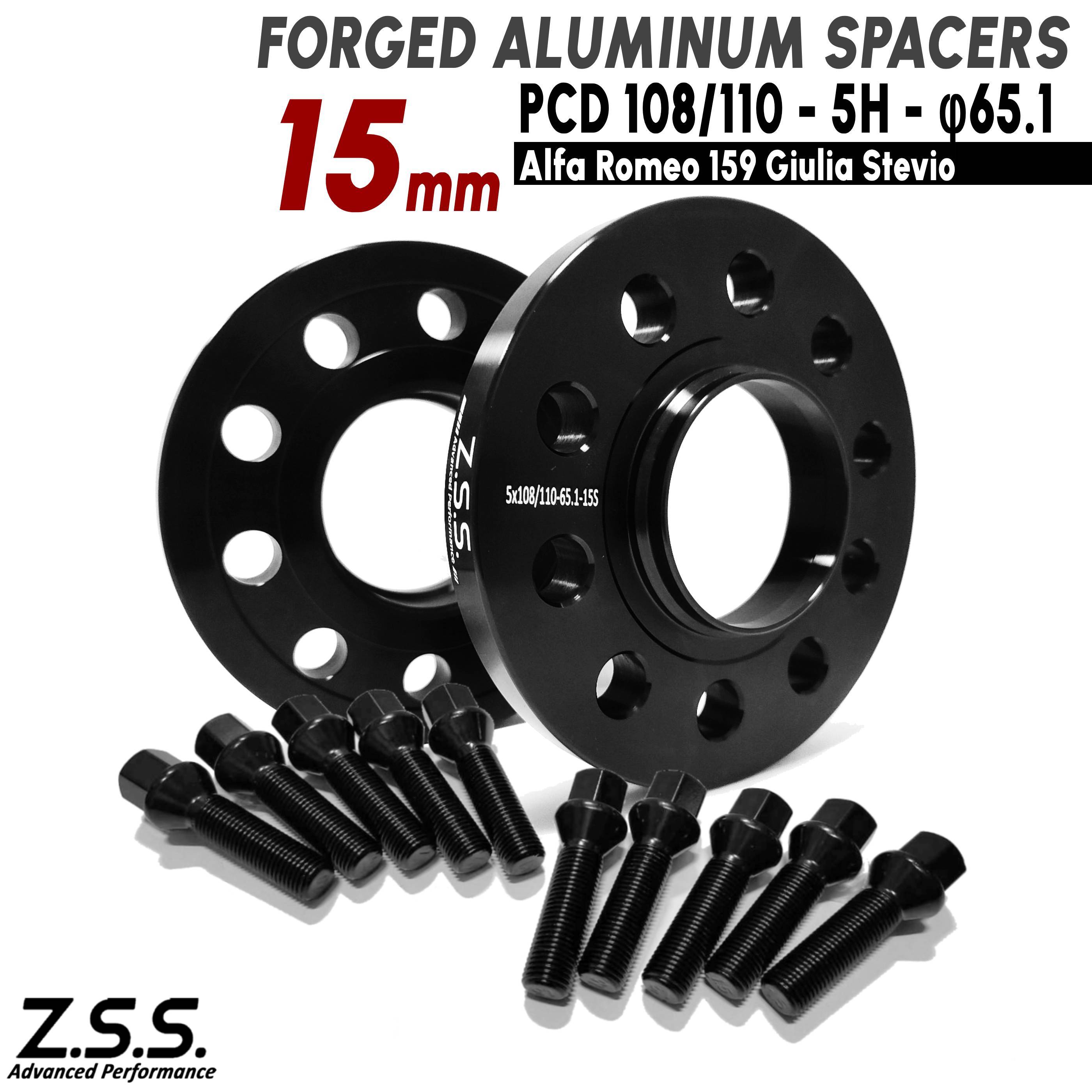 Z.S.S. AP アルファ ロメオ Alfa Romeo 159 Giulia Stevio 15mm ワイドトレッドスペーサー 5x108 5x110 65.1φ M14xP1.50 ボルト付 Spacer