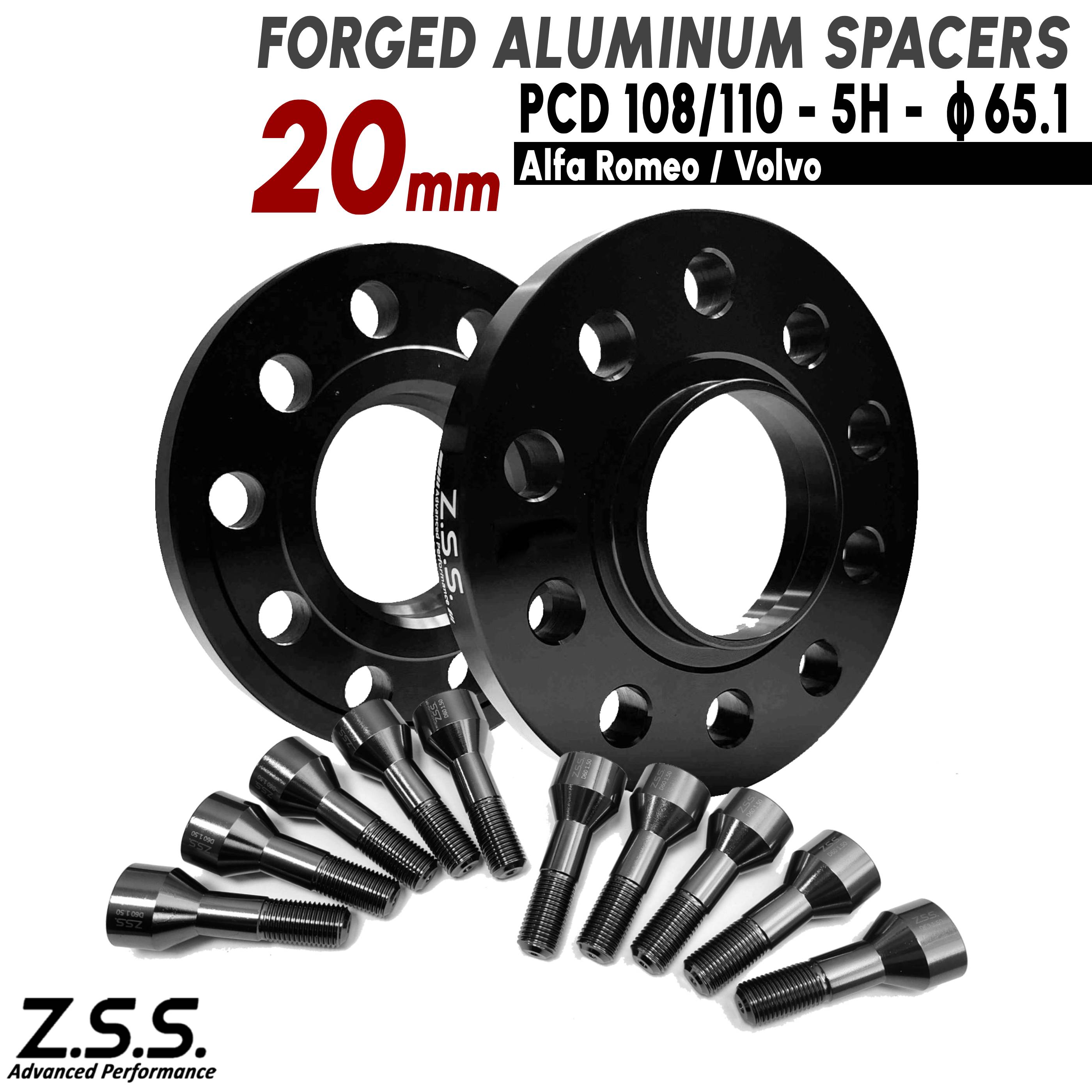 Z.S.S. AP 【チタン風ボルト付き】 アルファロメオ ALFA ROMEO 8C ジュリア ステルヴィオ 20mm スペーサー PCD108 PCD110 5穴 ハブ径 65.1φ