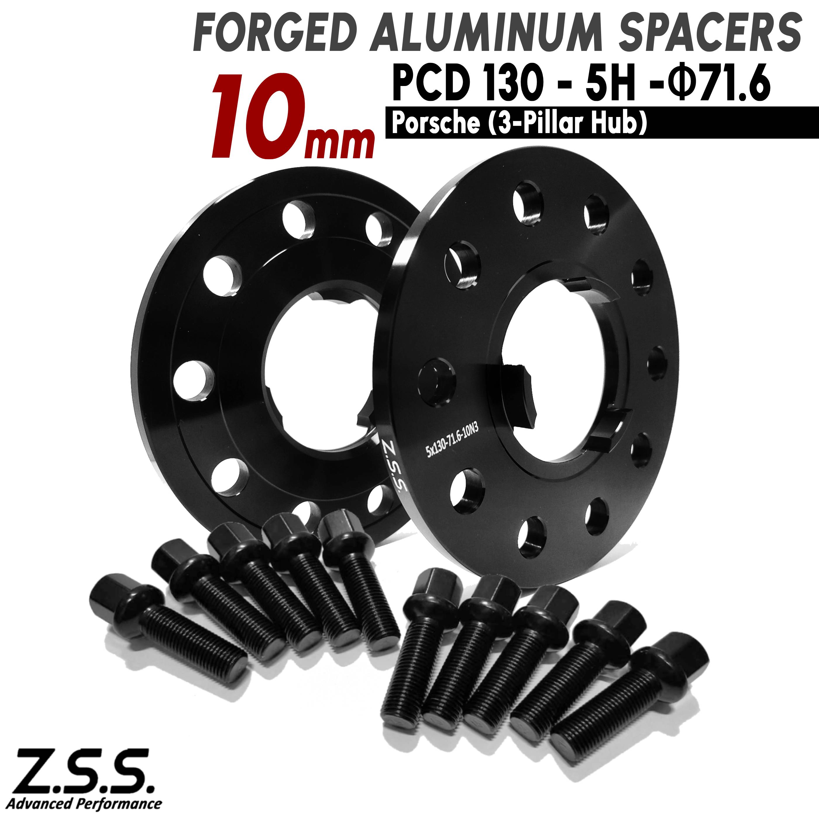 Z.S.S. AP 【3本爪タイプ】 ポルシェ 911 (991) 2011~2019 厚み 10mm PCD130 5穴 71.6φ スペーサー Porsche 純正ホイール用 R14ボルト付き