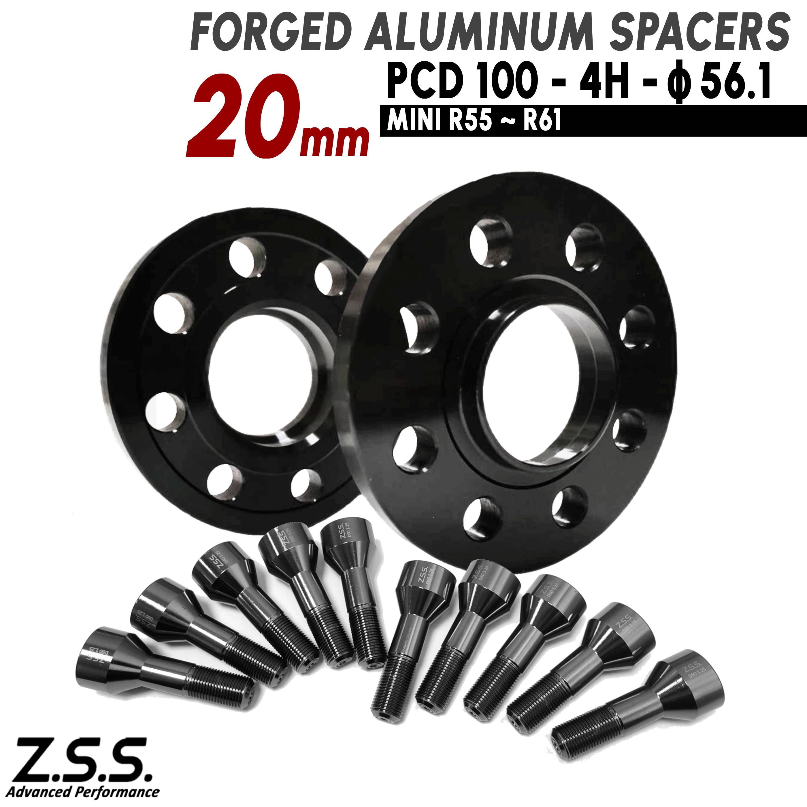 Z.S.S. AP 【チタン風ボルト付き】 ミニ クーパー MINI COOPER S R56 ('07~'14) 20mm スペーサー PCD100 4穴 ハブ径 56.1φ M14xP1.25 ZSS