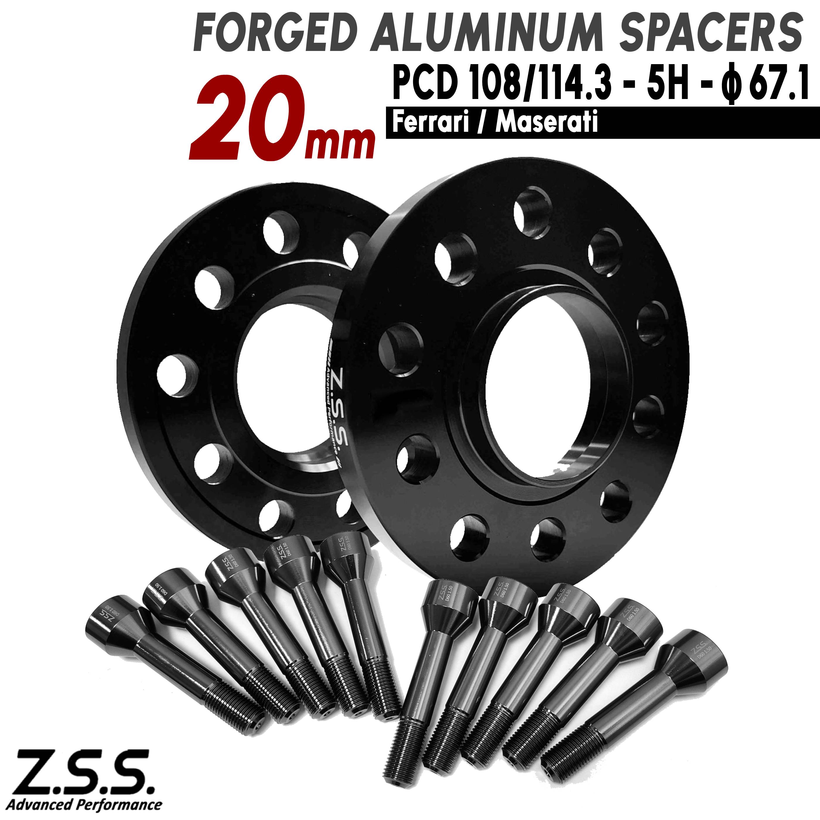 Z.S.S. AP 【チタン風ボルト付き】 20mm PCD108 PCD114.3 5穴 5x108 5x114.3 67.1φ ワイドトレッドスペーサー スペーサー フェラーリ Ferrari ZSS
