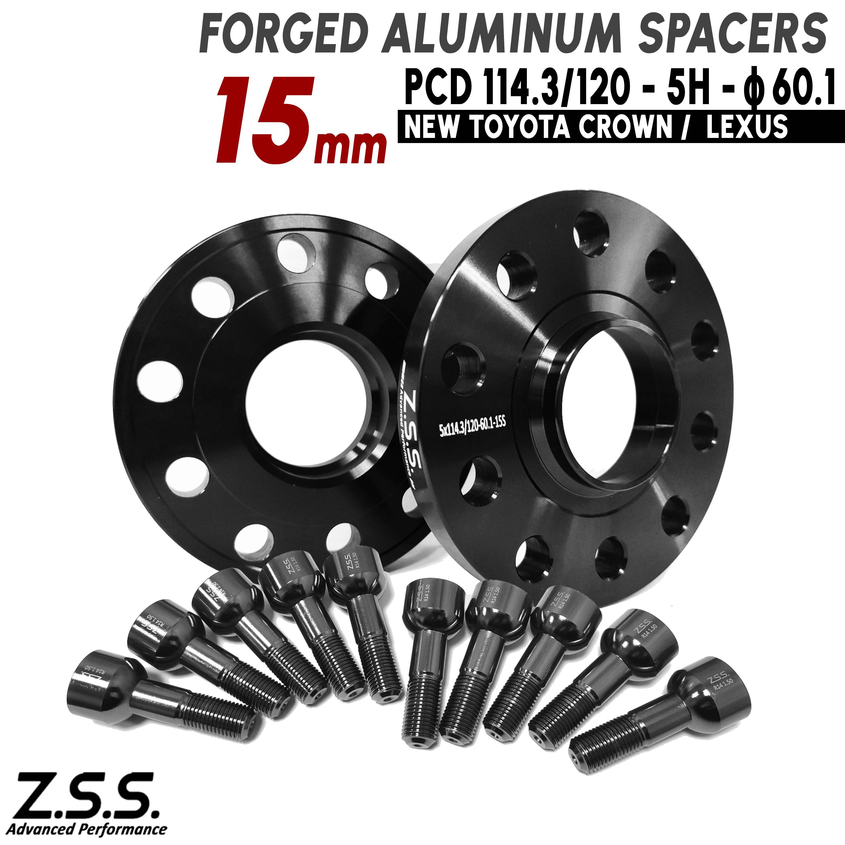 Z.S.S. AP 【チタン風ボルト付き】 TOYOTA CROWN SH35 専用設計 純正ホイール用 15mm PCD114.3 5穴 ハブ径 60.1φ スペーサー トヨタ ZSS