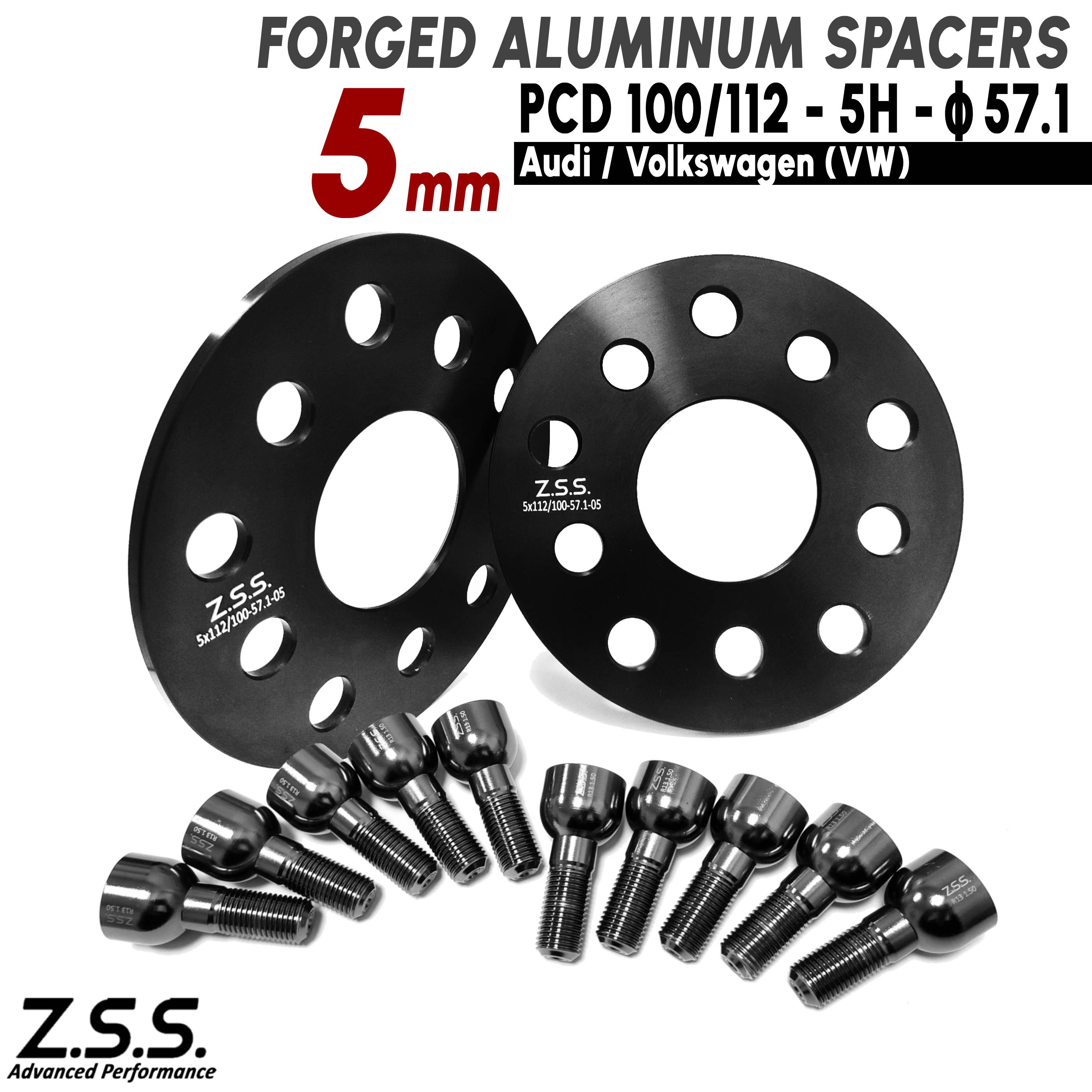 Z.S.S. AP 【チタン風ボルト付き】 VW ゴルフ7 Golf7 MK7 DBA-AUCJZ DBA-AUCPT 3DA-AUDFG 5mm スペーサー PCD112 5穴 57.1φ ゴルフVII