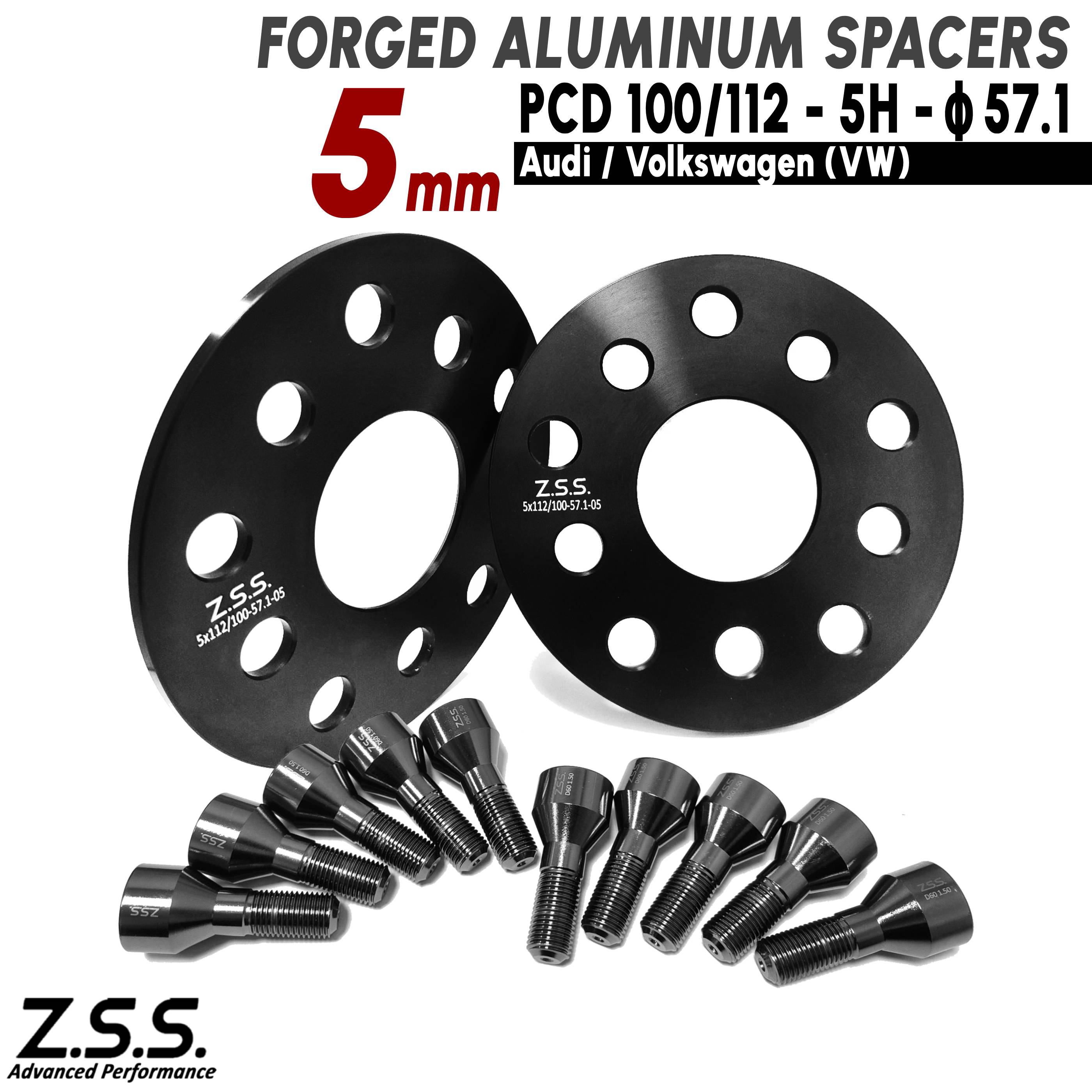 Z.S.S. AP 【チタン風ボルト付き】 5mm PCD100 PCD112 5穴 5x100 5x112 ハブ径 57.1φ ワイドトレッドスペーサー アウディ VW 社外ホイール用 ZSS