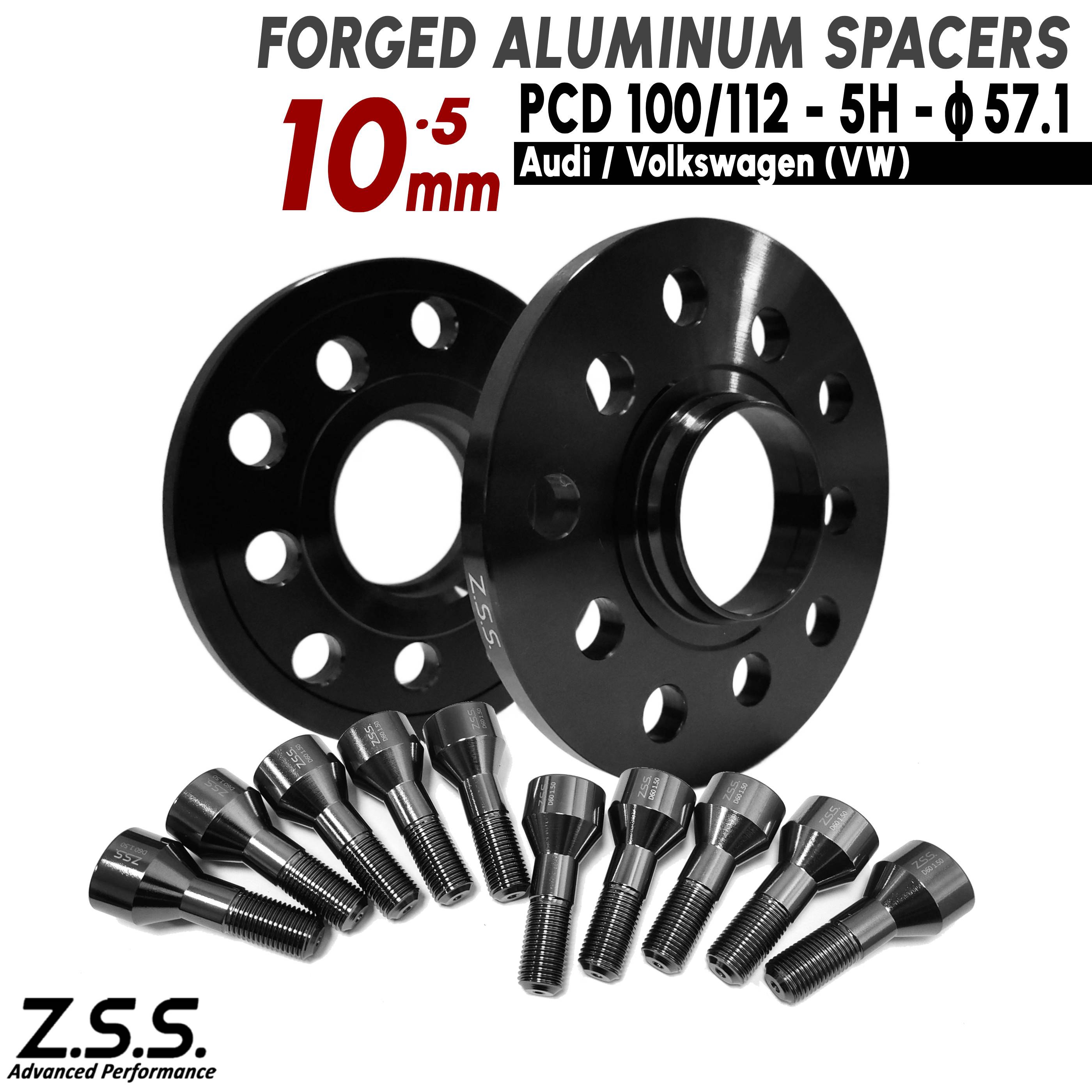 Z.S.S. AP 【チタン風ボルト付き】 VW ゴルフ7 Golf7 MK7 DBA-AUCJZ DBA-AUCPT 3DA-AUDFG 社外ホイール用 10mm スペーサー 5x112 57.1φ