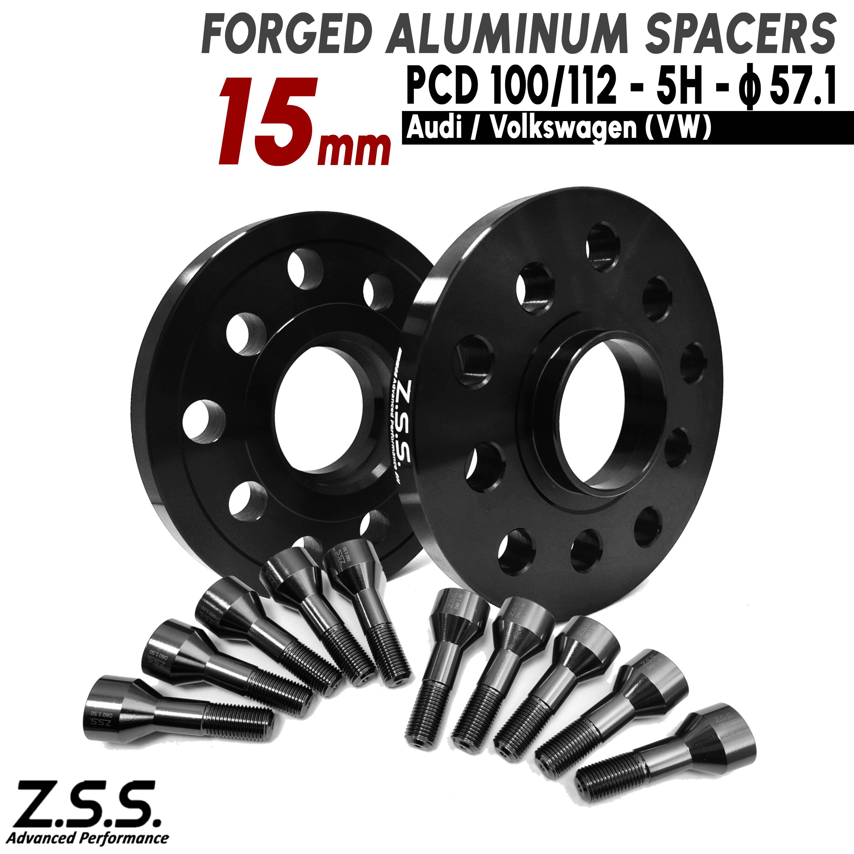 Z.S.S. AP 【チタン風ボルト付き】 VW ゴルフ8 MK8 3AA-CDD 3DA-CDD 社外ホイール用 厚み 15mm スペーサー PCD112 5穴 ハブ径 57.1φ ZSS