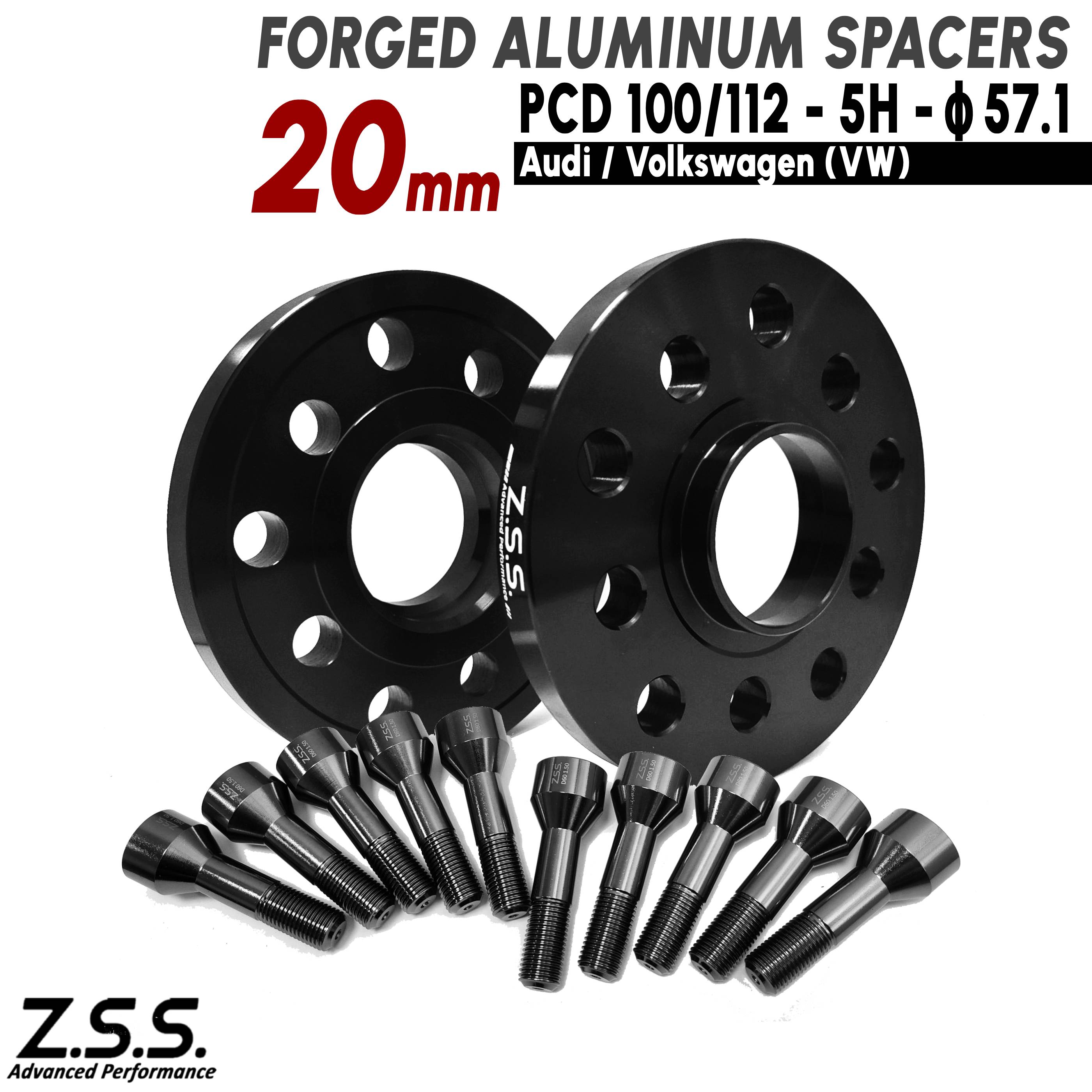 Z.S.S. AP 【チタン風ボルト付き】 VW ゴルフ8 MK8 3AA-CDD 3DA-CDD 社外ホイール用 厚み 20mm スペーサー PCD112 5穴 ハブ径 57.1φ ZSS