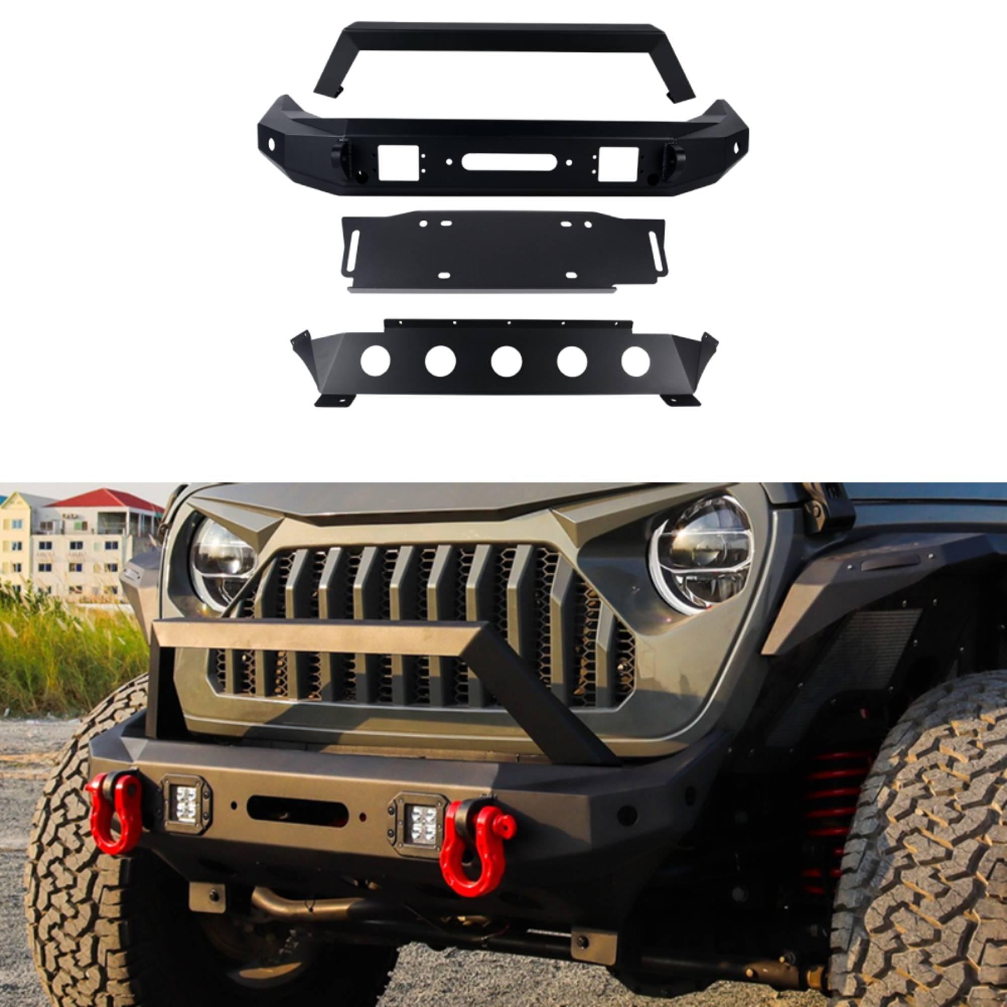 【エントリーで最大100％ポイントバック】ラングラー JL フロントバンパー (WF-スタイル) ブラック 黒 スチール製 ジープ JEEP WRANGLER JL Maike