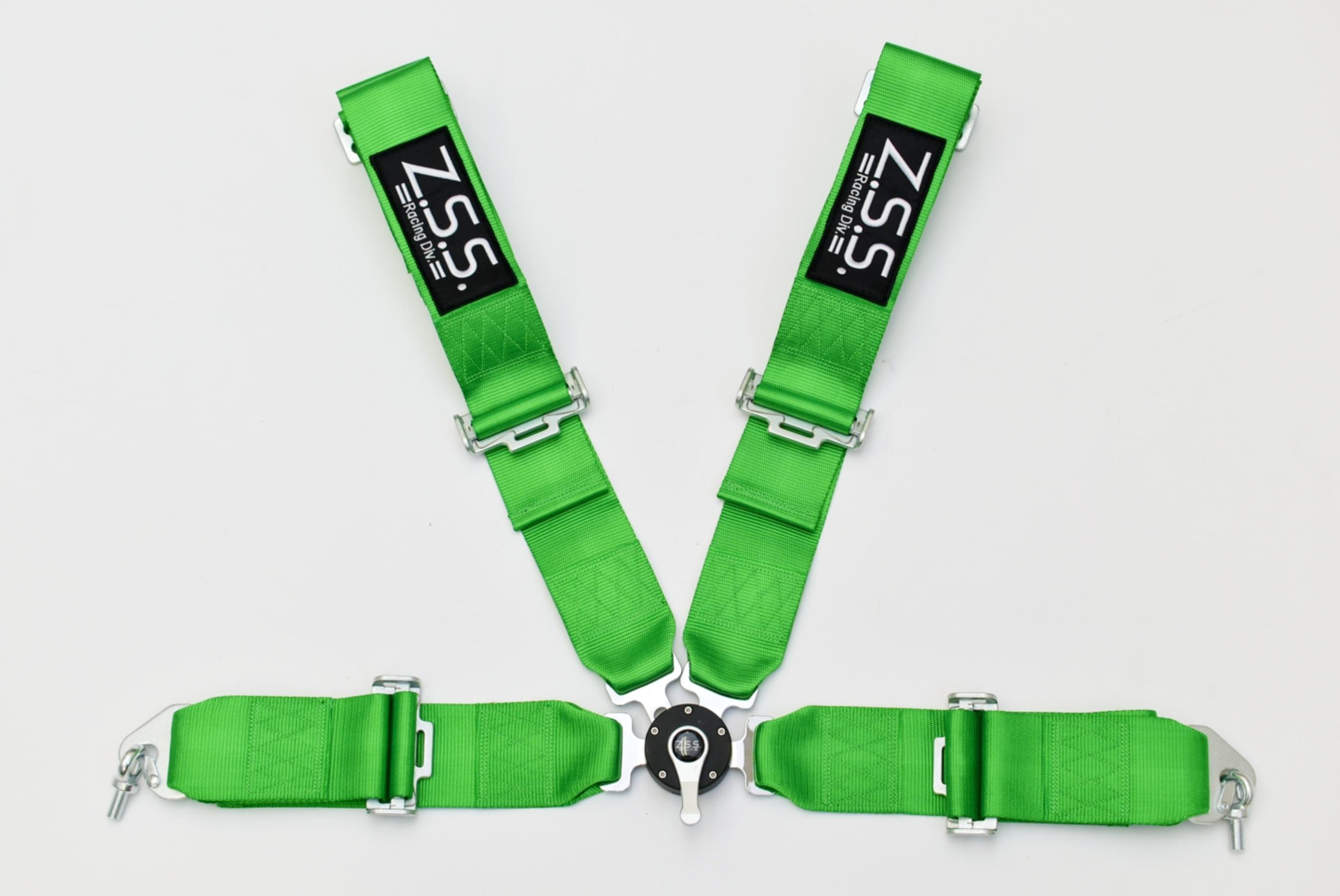 Z.S.S. Racing Div. 4点式 レーシングハーネス シートベルト ネオングリーン 緑色 カムロック式 3インチ ハーネス Seatbelt 汎用品 ZSS