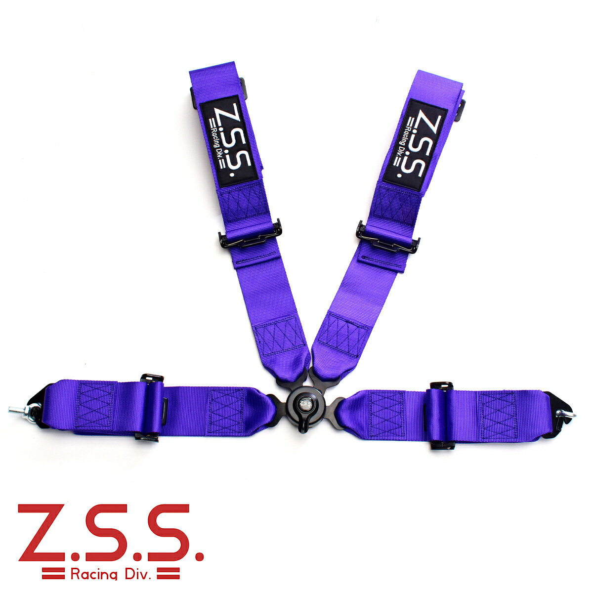 z.s.s. 4点式 レーシングハーネス シートベルト 3インチ ネオン パープル 紫 カムロック式 ZSS Racing Harness アイボルト付
