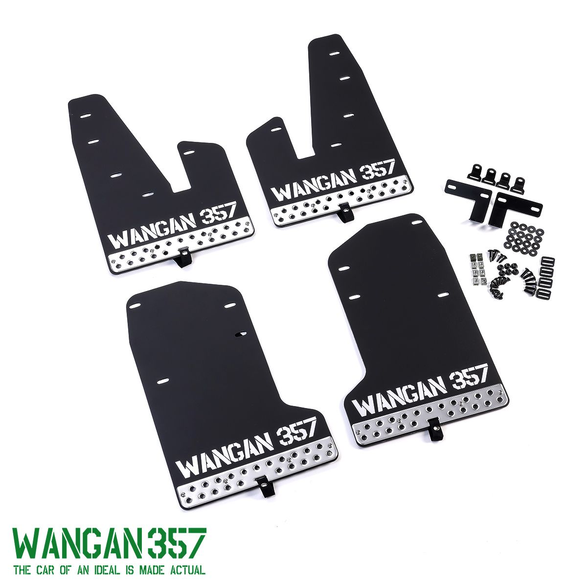 Rakuten - WANGAN357 マッドガード マッドフラップ 黒 ブラック CV1W 三菱 デリカD5 デリカD:5 アルミプレート付 泥除け 外装