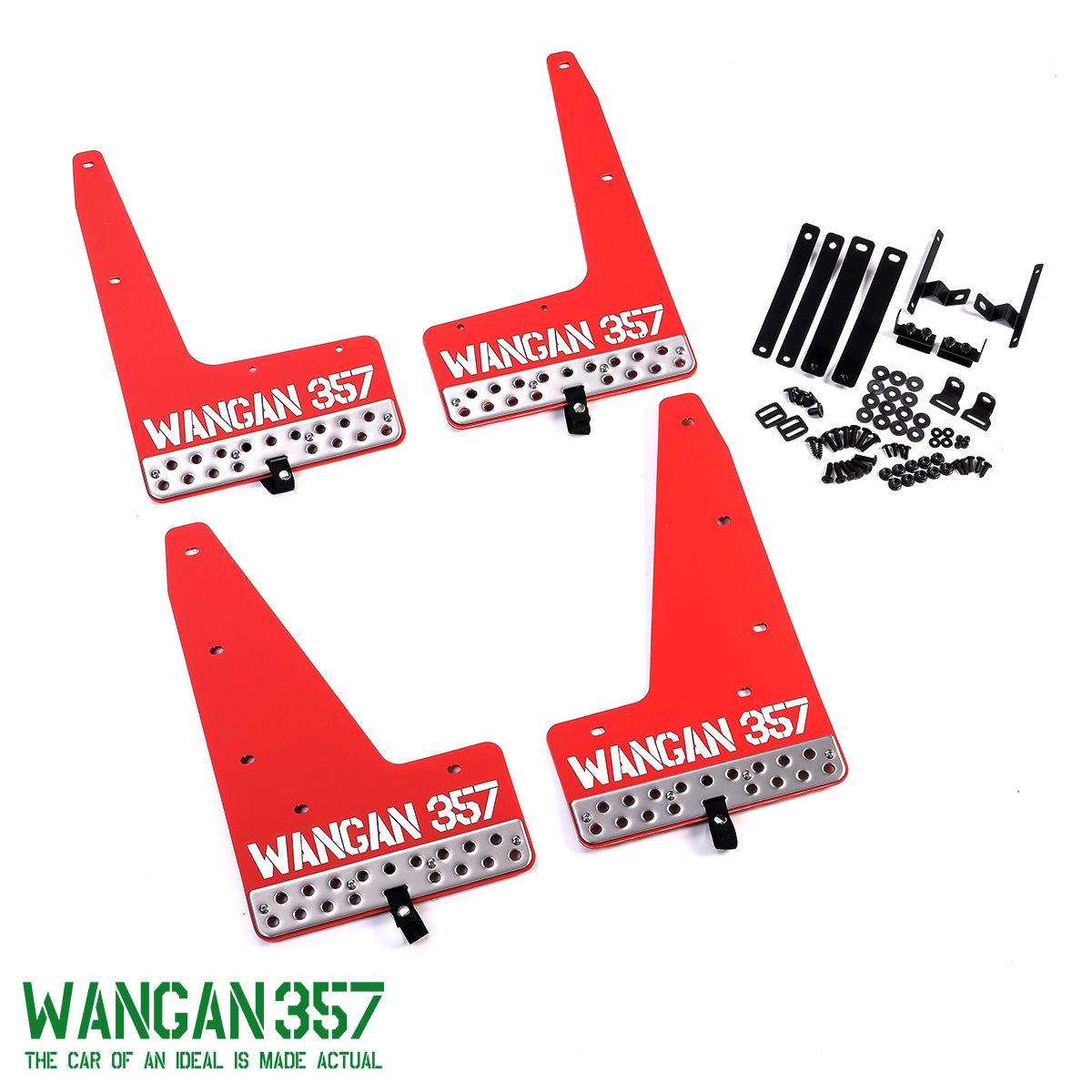 Rakuten - WANGAN357 マッドガード マッドフラップ 赤 レッド B34A B35A B37A B38A デリカミニ アルミプレート付 泥除け 外装