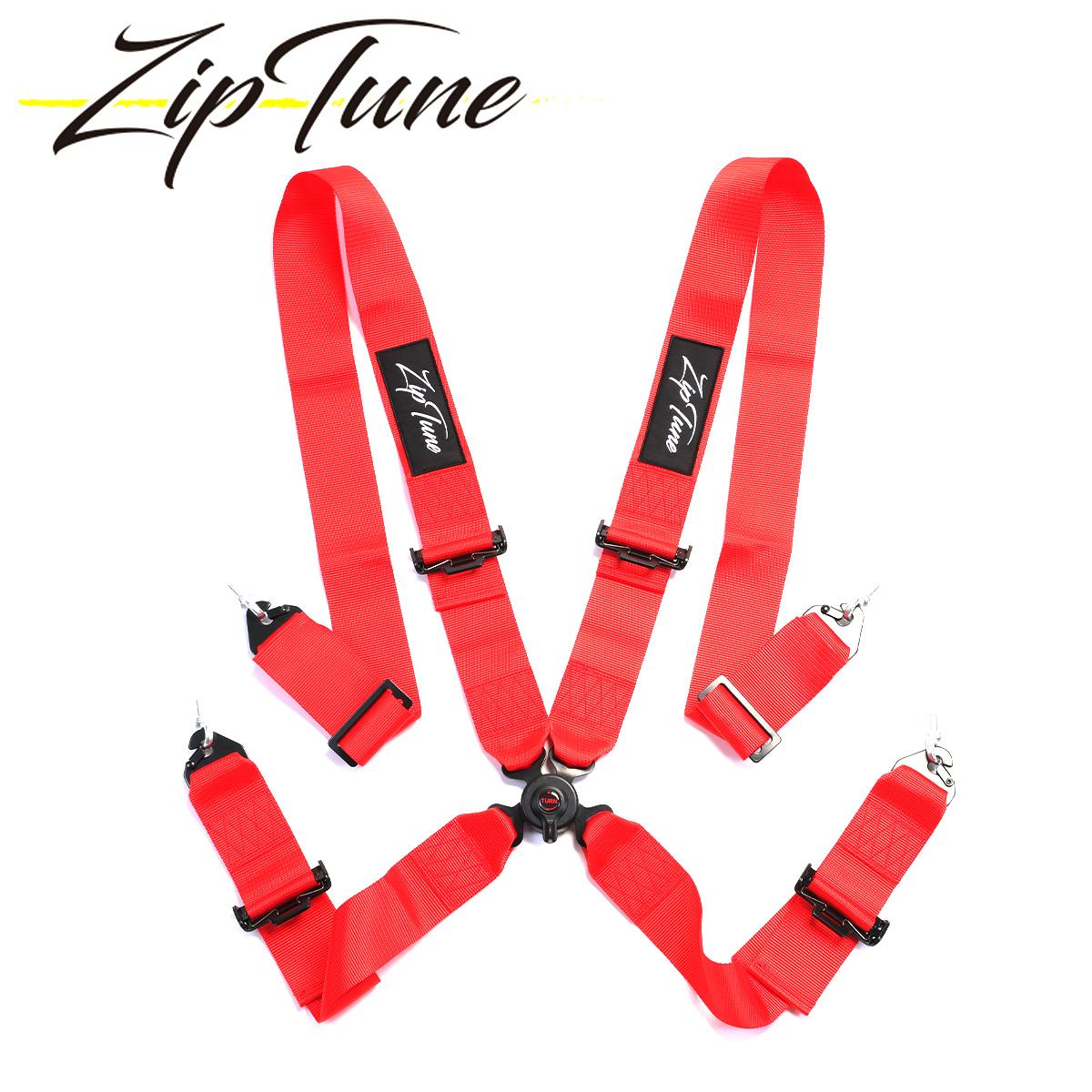ZIPTUNE 4点式 レーシングハーネス シートベルト レッド 赤 カムロック式 3インチ ...