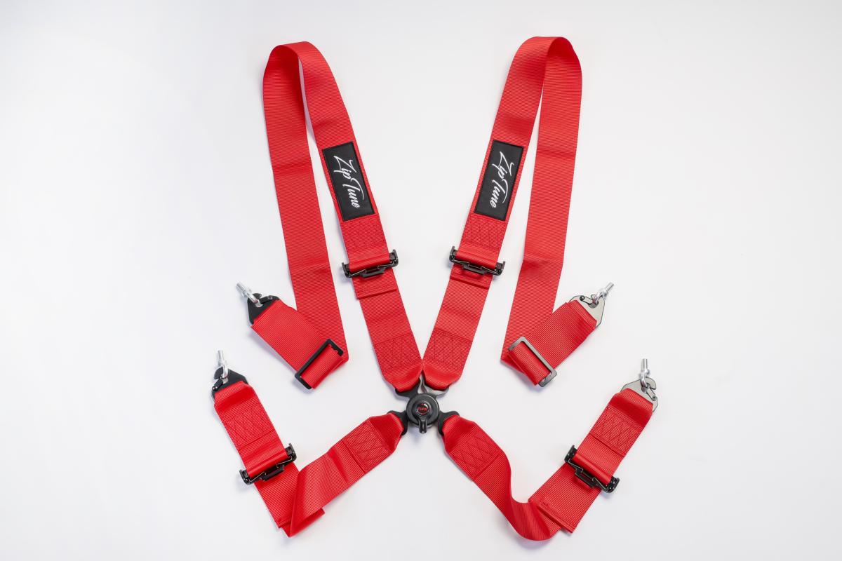ZIPTUNE 4点式 レーシングハーネス シートベルト レッド 赤 カムロック式 3インチ ...