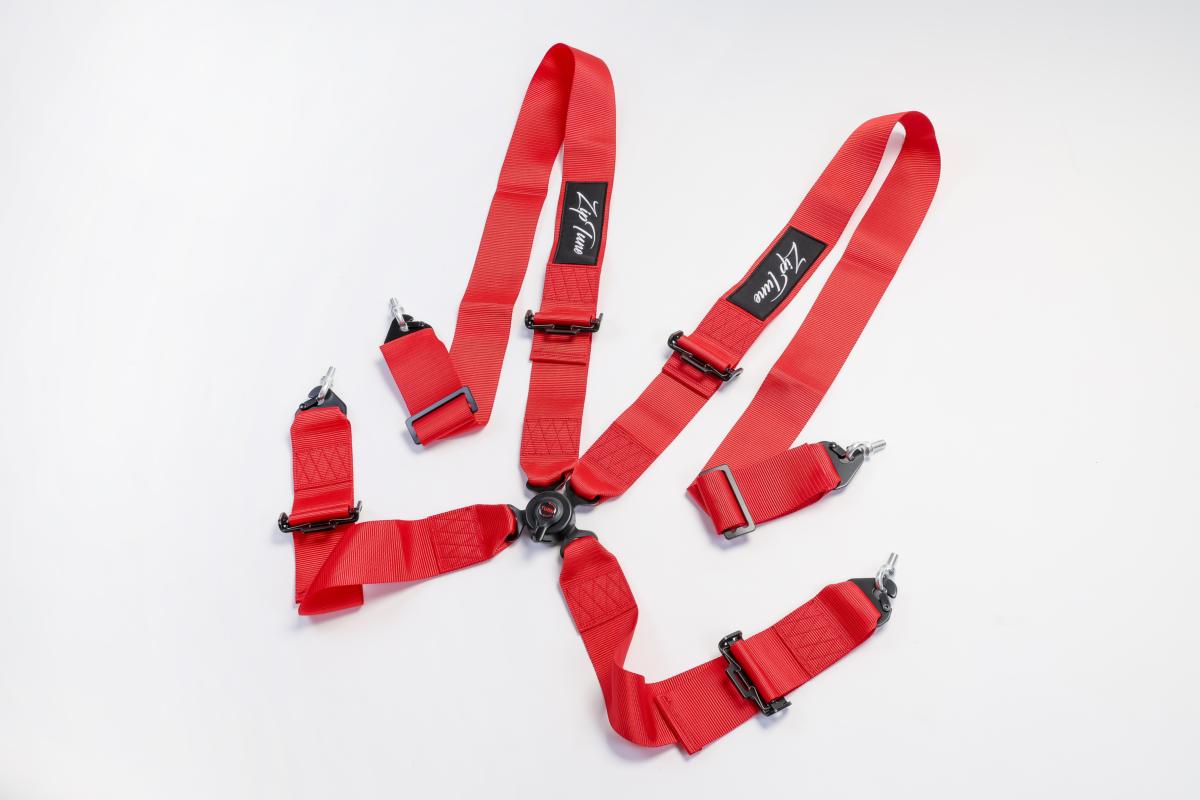 ZIPTUNE 4点式 レーシングハーネス シートベルト レッド 赤 カムロック式 3インチ ...