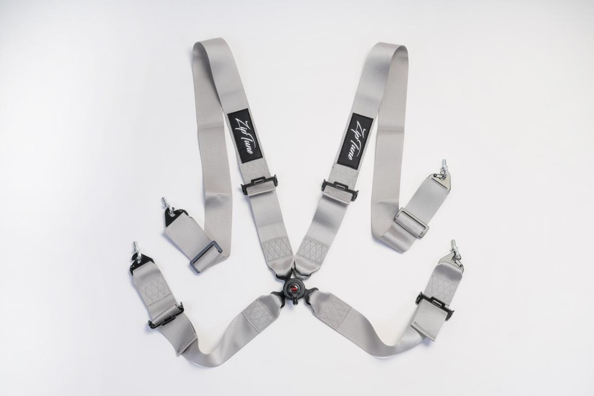 ZIPTUNE 4点式 レーシングハーネス シートベルト シルバー 銀 カムロック式 3イン...