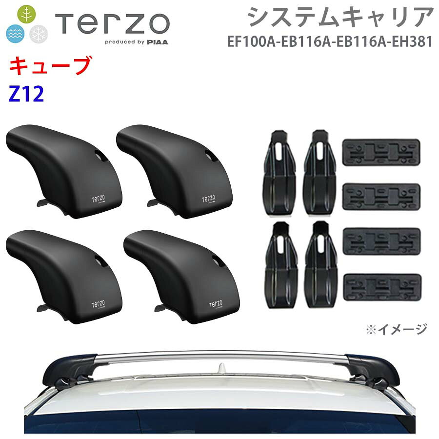 TERZO テルッツォ システムキャリア キューブ Z12 一台分 EF100A EB116A EB116A EH381 フット エアロバー シルバー 取付ホルダー E1E1