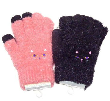 ねこ　猫刺繍　ネコ　スマートフォンも使える手袋