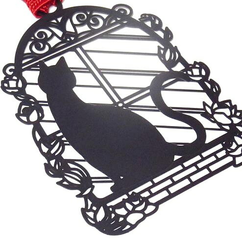 しおり ブックマーク「猫と窓」 【楽ギフ_包装】 「猫雑貨」「ネコグッズ」