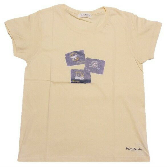 マンハッタナーズ Tシャツ「猫科の占星術 蟹座・獅子座・乙女座」ベージュ 送料無料