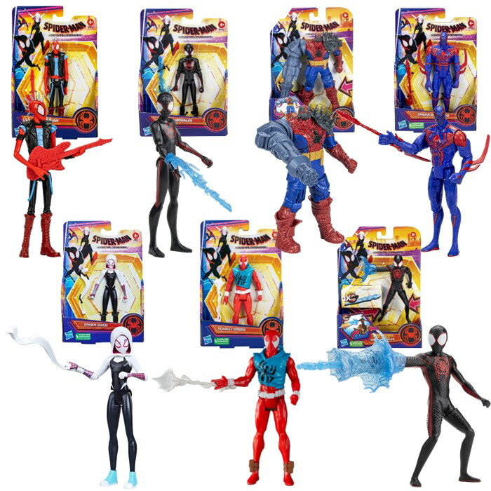 ハズブロ マーベル MARVEL スパイダーマン アクロス ザ スパイダーバース アクションフィギュア 7体セット 6インチ(15cm) アメコミ ヒーロー ヴィラン おもちゃ 玩具 グッズ 誕生日 クリスマス プレゼント