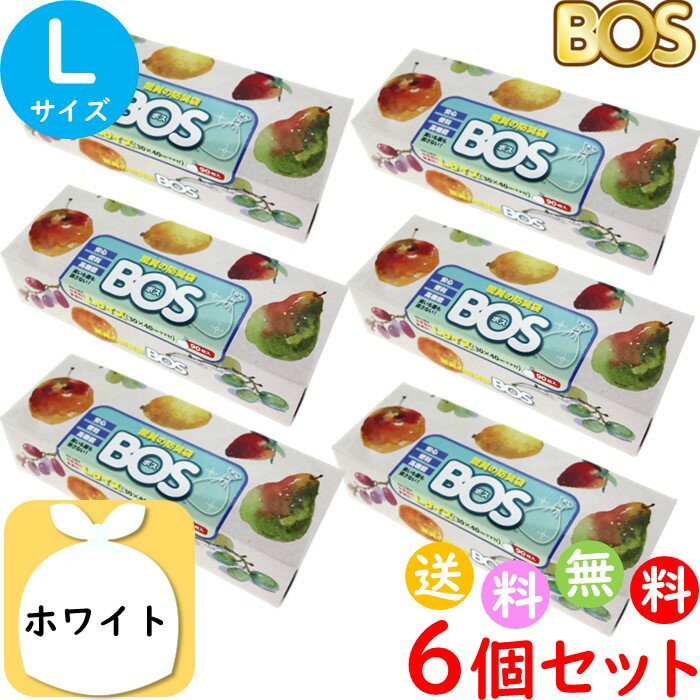 生ゴミが臭わない袋 BOS ボス 生ゴミ 処理袋 L サイズ 90枚入 6個セット 防臭袋 キッチン ゴミ箱 臭い ホワイト 合計540枚　送料無料 沖縄・離島を除く