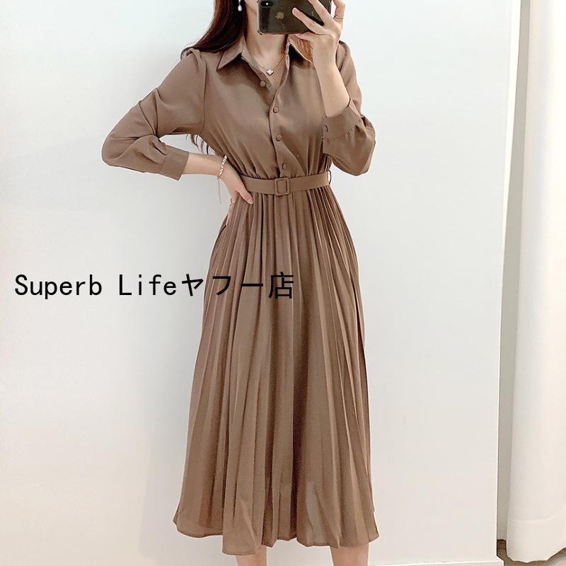 ワンピース レディース 40代 50代 きれいめ 春 夏 春夏 秋 フォーマル 無地 襟付き 長袖 ロング丈 Aライン