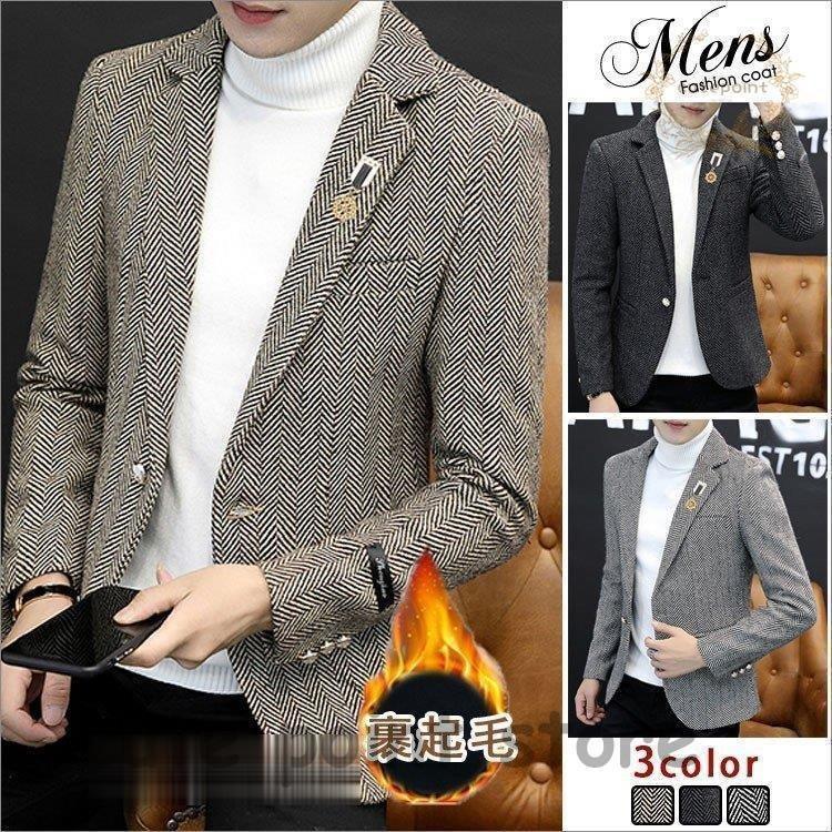 ブレザー メンズ テーラード jacket ビジネス 裏起毛 テーラード 細身 チェック柄 アウター 通勤