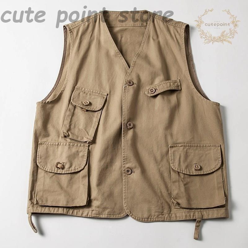 サマーベスト メンズ 夏 薄手 ポケット付 アウター トップス 作業ベスト 春夏仕様 登山 アメカジ お出かけ 開襟 遠足 登山 遠足 軽量