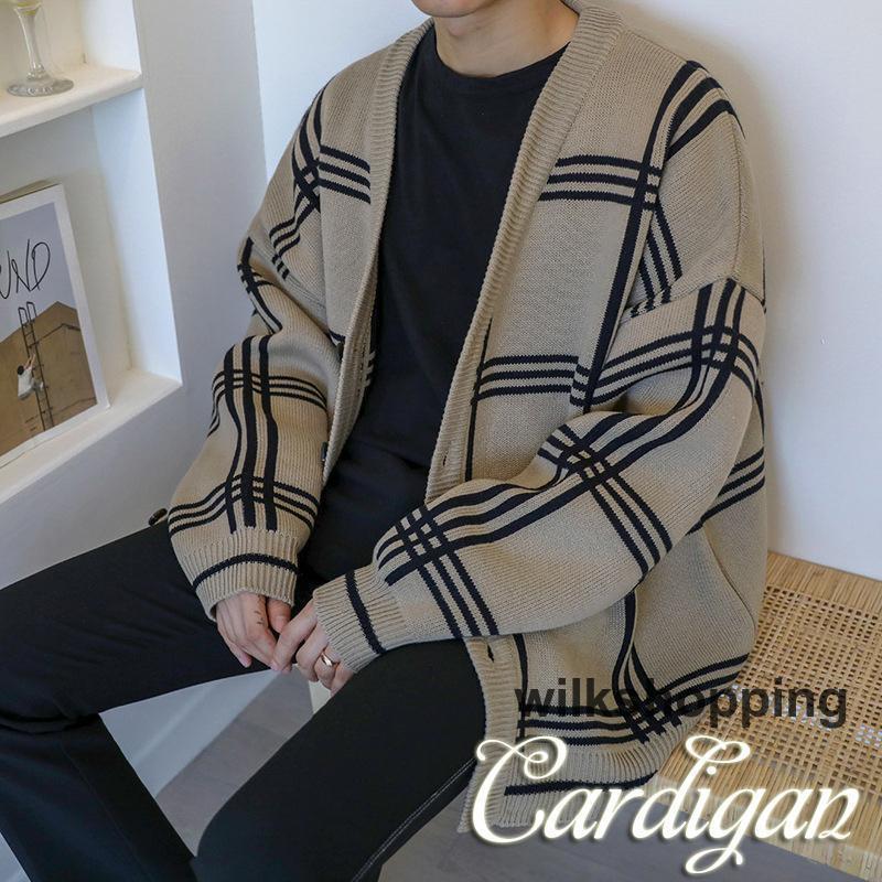 カーディガン メンズ 春 秋服 冬 おしゃれ 紳士服 ショート 通勤 チャック柄 上品 テーラード トレンチコート ビジネス スプリングコート アウター