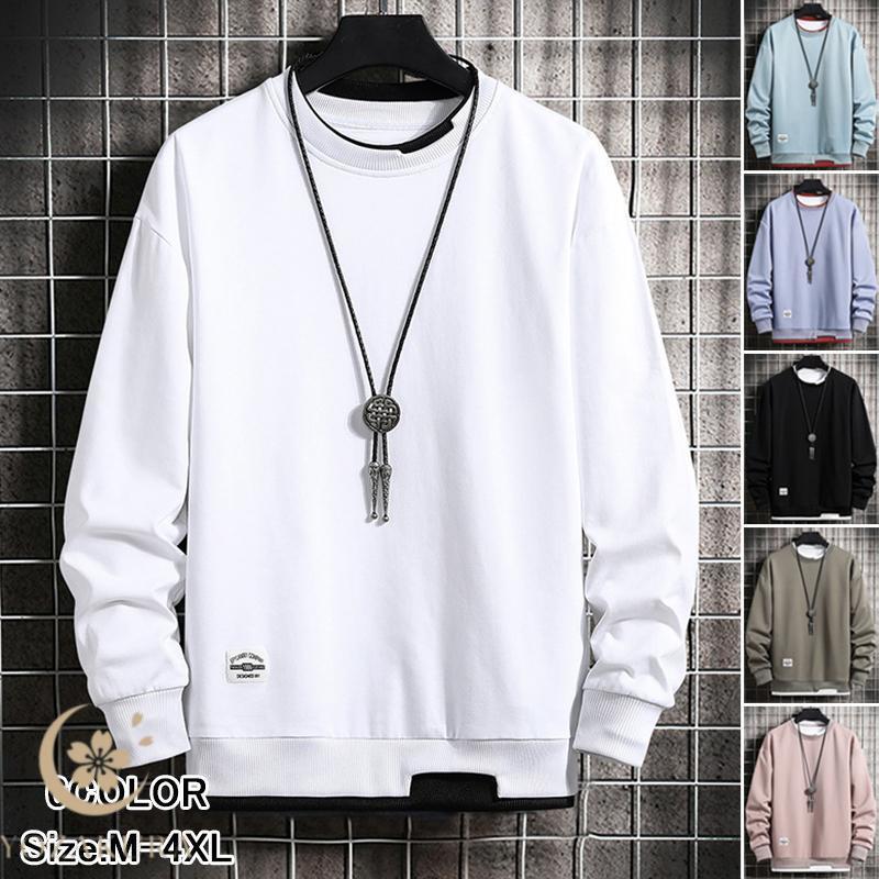 パーカー メンズ スウェット 春秋ティーシャツ プルオーバーパーカー 重ね着 カジュアル 長袖 Tシャツ