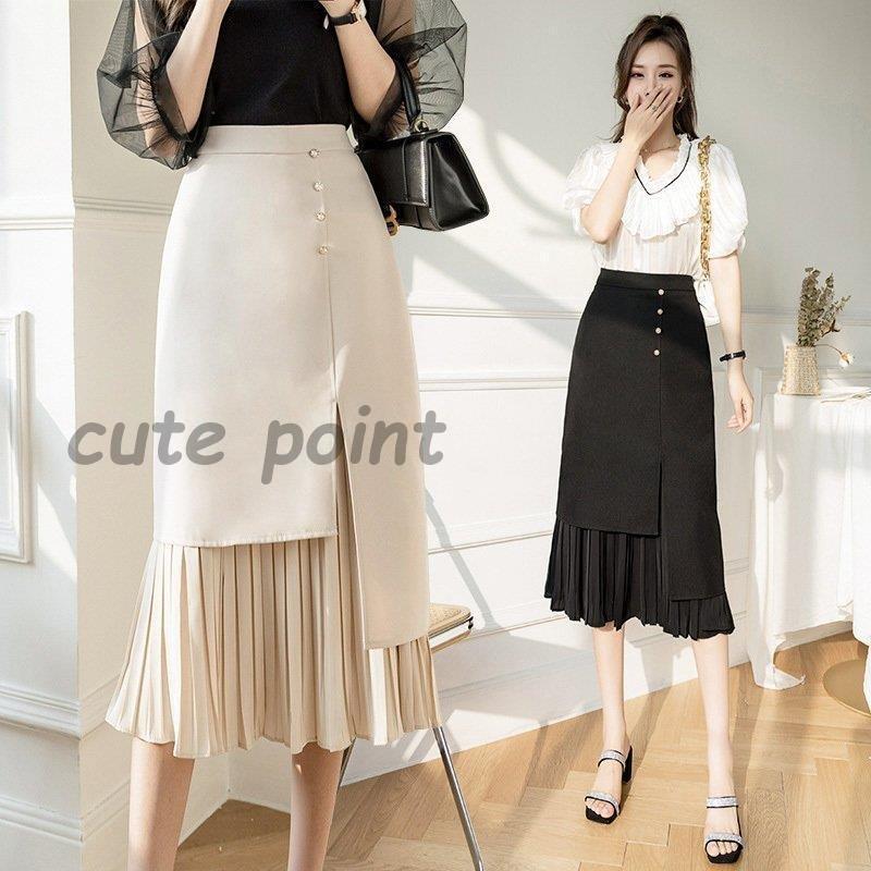 スカート ひざ丈 春夏 タイトスカート 黒 不規則 レディース ミディアム丈 ハイウエスト ボトムス 美脚 通勤OL オシャレ大人可愛い 40代