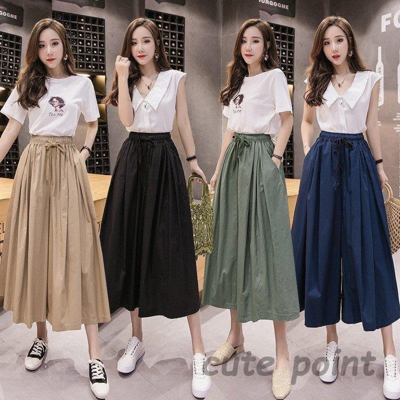 キュロットスカート ワイトパンツ レディース 九分丈 ワイドパンツ 春夏 無地 大きいサイズ ハイウエストパンツ 30代40代50代 オシャレ 着痩せ カジュアル
