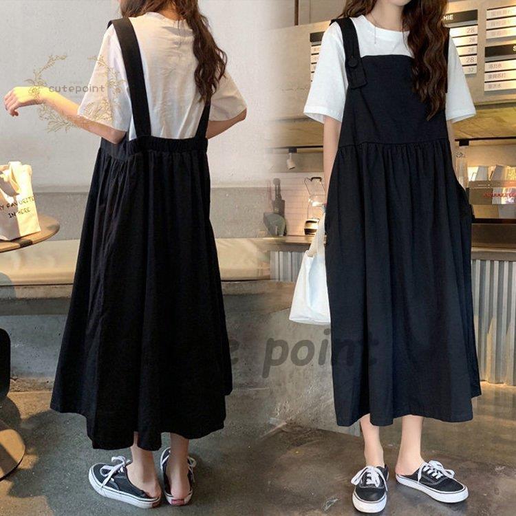 サロペットスカート レディース 40代 マキシワンピース 春夏 サロペットスカート黒ジャンパースカート オシャレ 韓国風 ゆったり カジュアル 大きいサイズ