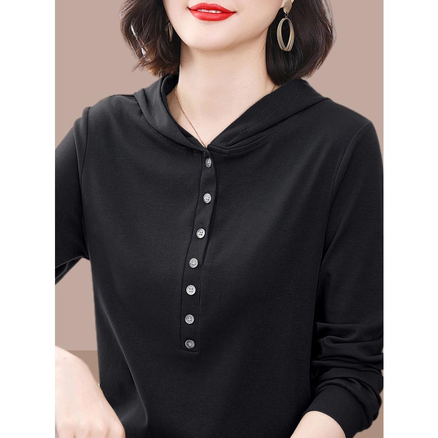 パーカー レディース 長袖tシャツ フード付き ロンT カットソー プルオーバー ロングtシャツ ロンティ..