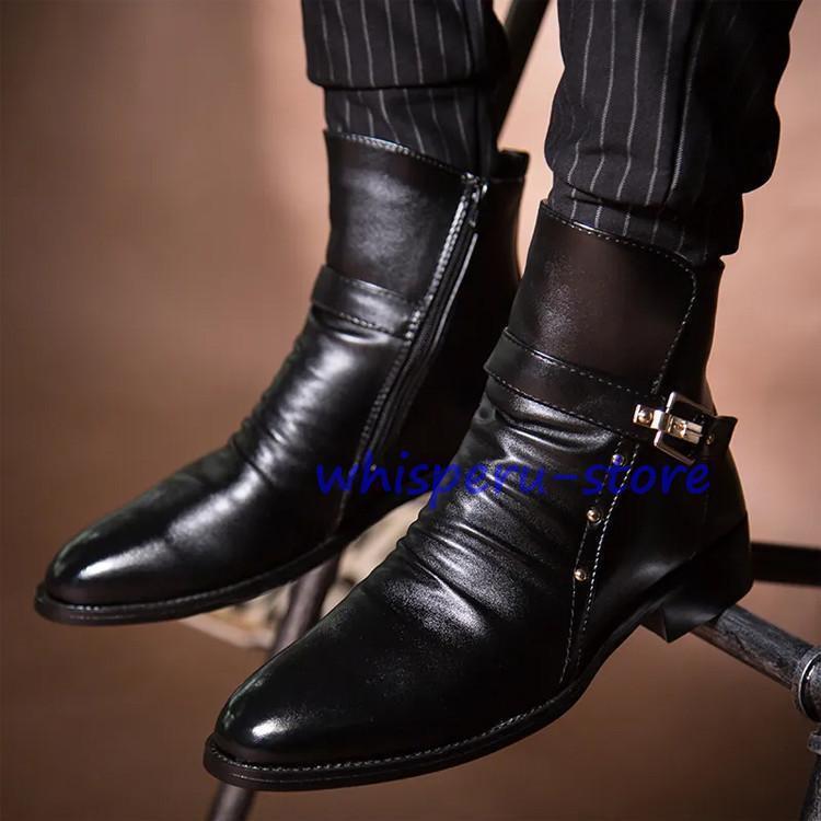 メンズ ショートブーツ ブーツ 靴 サイドジップ ハイカット メンズブーツ エンジニアブーツ　バイクブ..