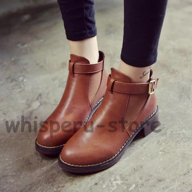 ブーツ ブーティー レザーブーティー チャンキーヒール ポインテッドトゥ シューズ 靴 スリップオン レディース 太ヒール サイドゴア 25cm 無地 大人 オフィス