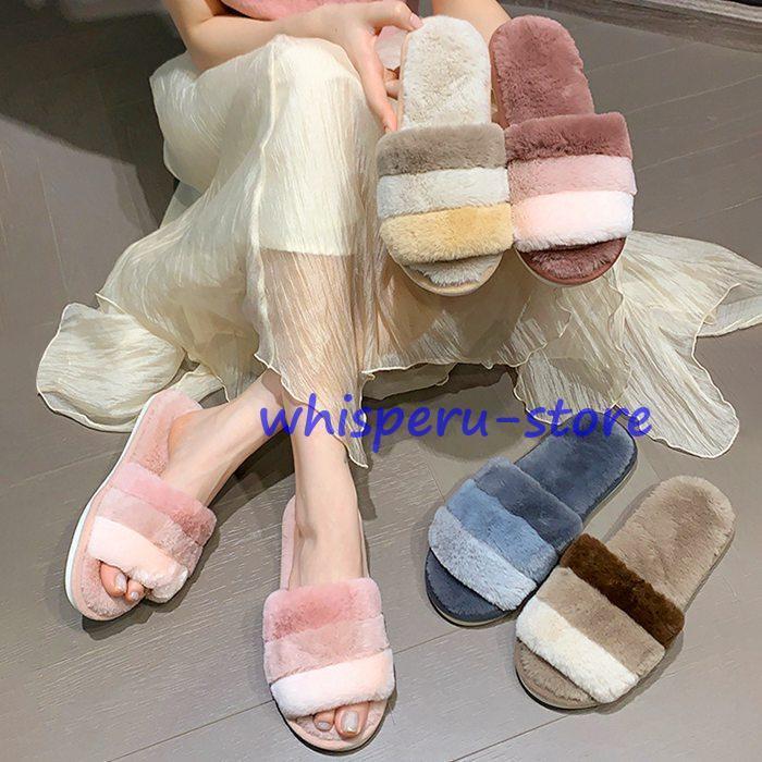 ファーサンダル ルームシューズ フェイクファー あったか 冬 ふあふわ エコファー スリッパ ルーム 部..