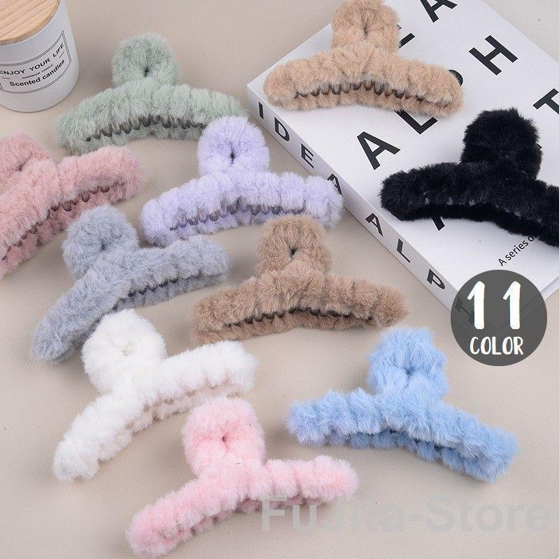 バンスクリップ ヘアクリップ レディース 女性用 ヘアアクセサリー フェイクファー ふわふわ もこもこ ..