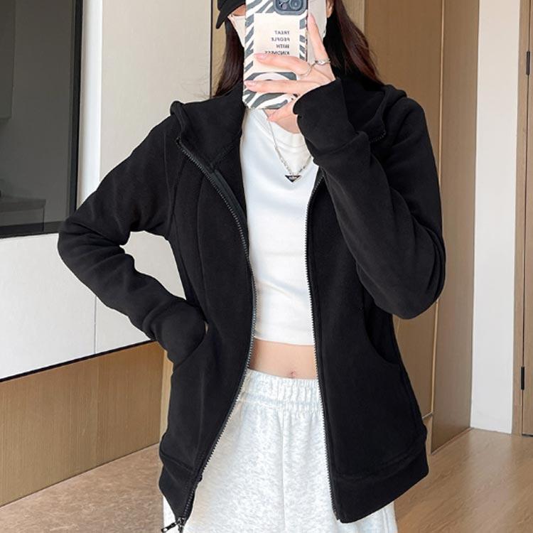 レディース パーカー 厚手 裏ボア リース ジャケット 裏起毛 ジップアップ 春 秋 レディース スリム 通勤 厚手 防寒 トップス あったか ルーム nyanwork-10058877 ニャンワークショップ サンプル画像3