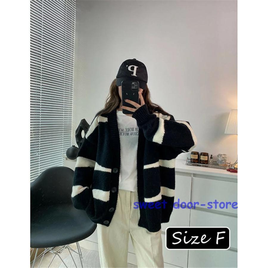 レディース トップス カーディガン ニット 秋 長袖 ブラック ライトニット ゆったり カジュアル ファッ..