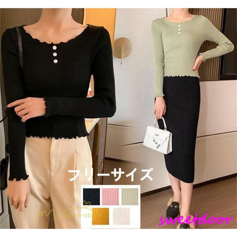 樂天商城 - ニット セーター レディース 秋 冬 長袖 丸首 tシャツ トップス カシュクール プルオーバー ニットソー ニットウェア カットソー 着やすい きれい